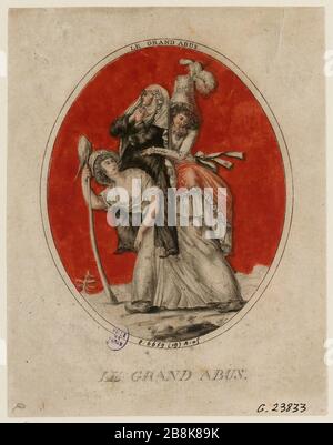 Rivoluzione francese. Vecchio regime. Cartoon sui tre ordini in donne: Il terzo Stato che porta le spalle il Clero e la nobiltà. 1789. PL. Rivoluzioni Prudhomme (?) (Titolo fittizio) Foto Stock