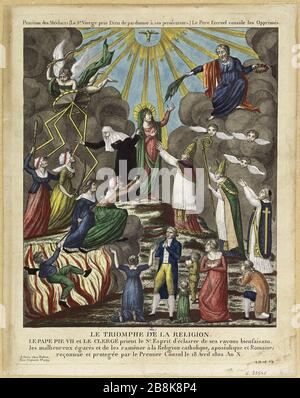 Il Trionfo della religione Anonyme. Le triomphe de la Religion. Eau-forte coloriée. Parigi, musée Carnavalet. Foto Stock