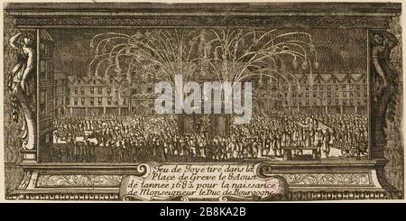 Fuoco gioia sparato nel / luogo Greve aoust 8/1682 l'anno per la nascita / Monseigneur il Duca di Borgogna. (IT) Foto Stock