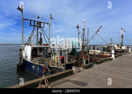 Molo commerciale di pesca Shinnecock Long Island New York Foto Stock