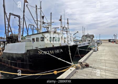 Molo commerciale di pesca Shinnecock Long Island New York Foto Stock