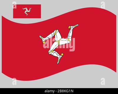 Wave Isle of Mann Flag Vector Illustrazione Vettoriale