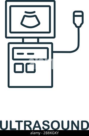 Icona a ultrasuoni dalla raccolta del controllo dello stato. Semplice linea icona ecografica per modelli, web design e infografica Illustrazione Vettoriale