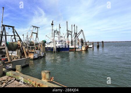 Molo commerciale di pesca Shinnecock Long Island New York Foto Stock