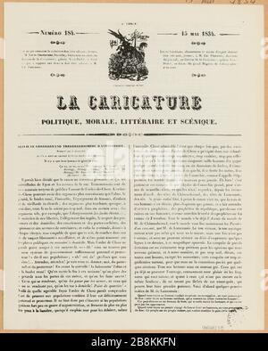 Articoli relativi agli eventi di Rue Transnonain pubblicati in la Caricature, 15 maggio 1834, n° 184 e le Charivari, 17 aprile 1834, n° 107. (TF) Foto Stock