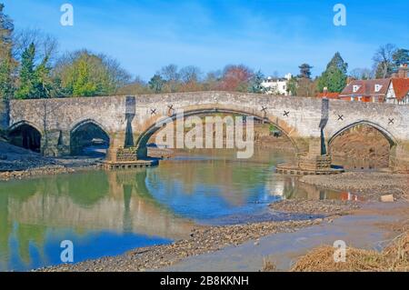 Aylesford, Kent, River Medway, Ponte Vecchio, Foto Stock