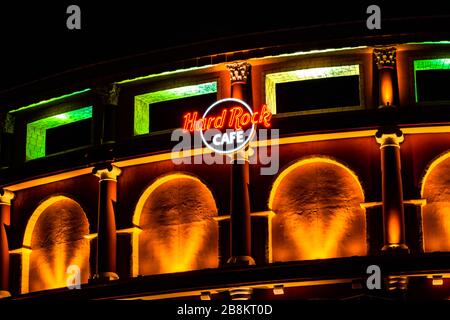 Orlando, Florida. 12 febbraio 2020. Vista dall'alto dell'Hard Rock Cafe presso l'Universals Citywalk Foto Stock