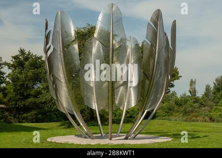 Il spiriti affini Guerre indiane monumento arte di installazione da Alex Pentek nel Parco Bailick Midleton nella contea di Cork in Irlanda Foto Stock