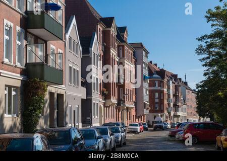 Quartiere residenziale di Kiel, capitale dello Schleswig-Holstein, Germania del Nord, Europa Centrale Foto Stock