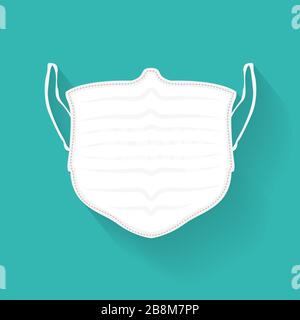 Maschera medica e protezione contro il virus corona isolata su sfondo verde, vettore, illustrazione, file eps Illustrazione Vettoriale
