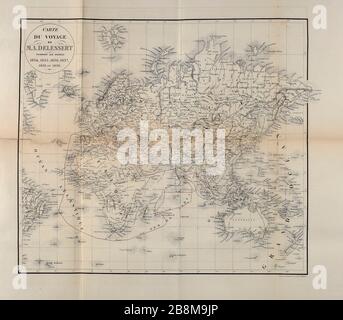 Mappa dell'Europa Asia e Africa da souvenirs d'un voyage dans l'Inde exécuté de 1834 à 1839 (un viaggio in India) di Delessert, Adolphe, pubblicato a Parigi nel 1843 Foto Stock