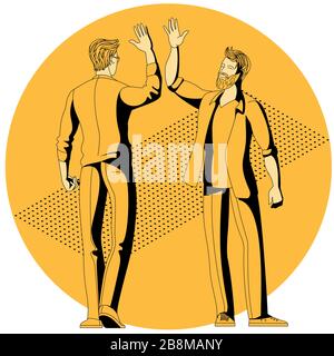 colleghe persone che danno alto cinque Illustrazione Vettoriale