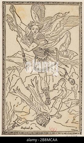 San Michele Vanquishing Satana, dopo Raffaello. (TF) Foto Stock