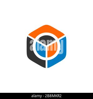 Disegno dell'illustrazione del modello del logo esagonale colorato. Vettore EPS 10. Foto Stock