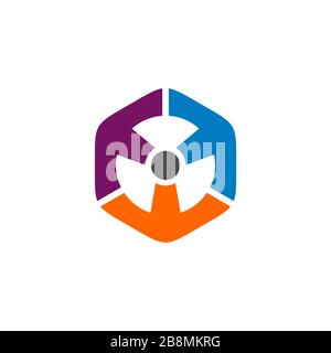 Disegno dell'illustrazione del modello del logo esagonale colorato. Vettore EPS 10. Foto Stock