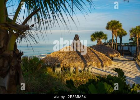 Beach front vacanze e pensioni sul Golfo del Messico lungo Lido Beach a Sarasota Florida. Foto Stock