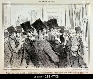 Il Salon del 1857, parte 1 numero lounge giorno di apertura Honoré Daumier (1808-1879). "Le Salon de 1857, numéro 1- Aspect du salon le jour de l'ouverture". Gravure. Parigi, musée Carnavalet. Foto Stock