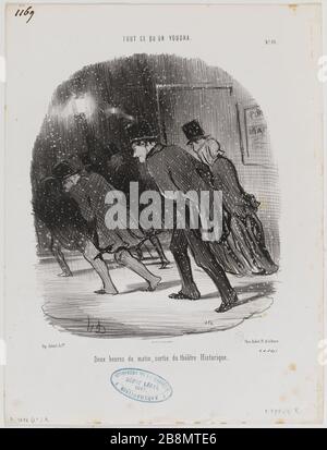 DUE ORE DEL MATTINO, LASCIANDO LA STORIA DEL TEATRO - PL. 10 Honoré Daumier (1808-1879). 'Deux heures du matin, sortie du théâtre historique - planche 10'. Lithographie. Parigi, musée Carnavalet. Foto Stock