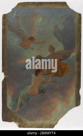 Schizzo per il sindaco di Asnieres: La Senna e la città di Asnieres Henry Marius Camille Bouvet (1859-1945). 'La Seine et la ville d'Asnières'. Esquisse pour la mairie d'Asnières. Huile sur toile, 1900. Musée des Beaux-Arts de la Ville de Paris, Petit Palais. Foto Stock