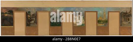 Schizzo per la città di Vanves: Vedute di Vanves con la Chiesa di Vanves Paul Léon Félix Schmitt (1856-1902). "Vues de Vanves avec l'église de Vanves". Esquisse pour la mairie de Vanves (Hauts-de-Seine). Musée des Beaux-Arts de la Ville de Paris, Petit Palais. Foto Stock