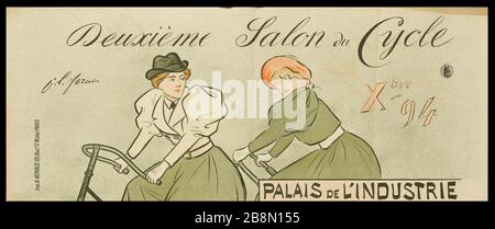 Secondo ciclo Show, Xbre 94 PALAZZO DELL'INDUSTRIA Jean-Louis Forain (1852-1921). Affiche culturelle. 'Deuxième Salon du Cycle, Xbre 94, Palais de l'Industrie . Parigi (VIIIème arr.)'. Lithographie couleur. 1984 Parigi, musée Carnavalet . Foto Stock
