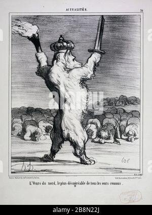 Honoré Daumier (1808-1879). 'News, numero Honoré Daumier (1808-1879). "Actualités, numéro 36, parue dans le Charivari : l'ours du nord, le Plus désagréable de tous les ours connus". Lithographie. Parigi, musée Carnavalet. Foto Stock