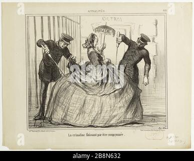 News, No. 419 - la crinolina alla fine essere sospettato Honoré Daumier (1808-1879). Actualités, n°419 - la crinoline finissant par etre soupçonnée. Lithographie en noir. Parigi, musée Carnavalet. Foto Stock