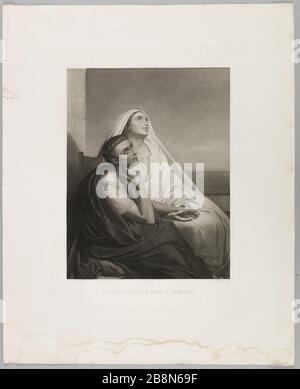 Sant'Agostino e sua madre Santa Monica A. Ledoux. Saint Augustin et sa mère Sainte Monique. Saint Augustin et sa mère Sainte Monique. Gravure. Parigi, musée de la vie romanticique. Foto Stock