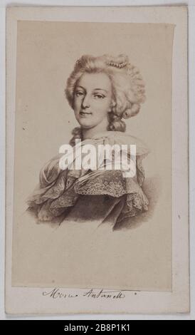 Ritratto di Maria Antonietta d'Austria (1755-1793), (Regina di Francia) Ritratto di Maria Antonietta d'Autriche (1755-1793), reine de France. Carte de visite (recto). Anonima fotographie. Tirage sur papier albuminé. 1860-1890. Parigi, musée Carnavalet. Foto Stock