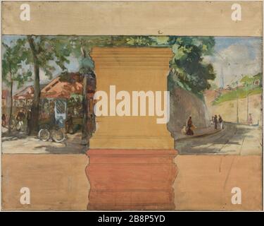 Schizzo per la città di Vanves: Vista di Vanves con la taverna Paul Léon Felix Schmitt (1856-1903). "Esquisse pour la mairie de Vanves: Vue de Vanves avec guinguette". Huile sur toile. 1902. Musée des Beaux-Arts de la Ville de Paris, Petit Palais. Foto Stock