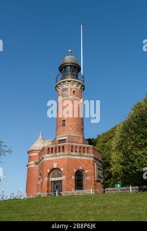 Faro Kiel-Holtenau al Kiel-Canal, Kiel Fjord, Kiel, capitale dello Schleswig-Holstein, Germania del Nord, Europa centrale Foto Stock