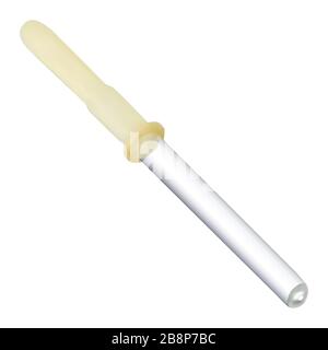 Pipetta per il collirio. Un tubo in vetro con punta in gomma per raccogliere piccoli lobi fluidi. Oggetto isolato su sfondo bianco. Illustrazioni vettoriali. Illustrazione Vettoriale
