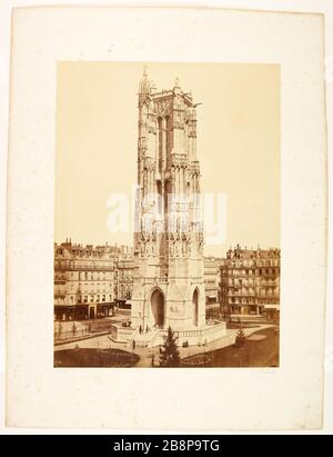 Parigi, Torre di San Giacomo a Parigi Baldus, Edouard. "Parigi, la Tour St Jacques à Paris". Tirage sur papier albuminé. 1856-1860. Parigi, Maison de Victor Hugo. Foto Stock