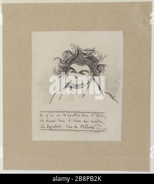 Caricatura Paul Foucher Alfred de Musset (1810-1857). "Caricatura di Paul Foucher". Crayon de grafite sur papier. Parigi, Maison de Victor Hugo. Foto Stock