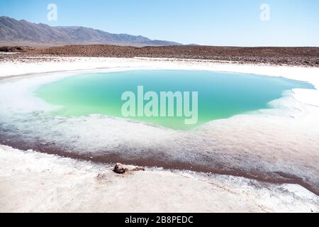 Lagune nascoste di Baltinache o sette lagune, uno dei luoghi segreti del deserto di Atacama, Cile Foto Stock