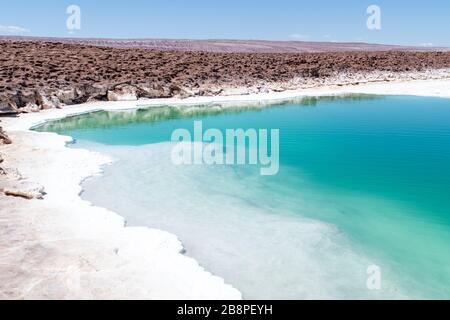 Lagune nascoste di Baltinache o sette lagune, uno dei luoghi segreti del deserto di Atacama, Cile Foto Stock