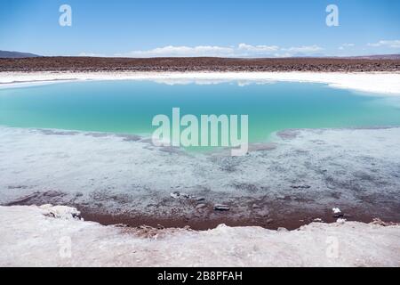 Lagune nascoste di Baltinache o sette lagune, uno dei luoghi segreti del deserto di Atacama, Cile Foto Stock