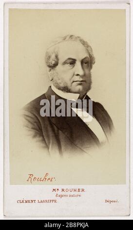 Ritratto di Eugene Rouher (1814-1884), (statista, Ministro della Giustizia) Clément Lagriffe. Ritratto d'Eugène Rouher, (1814-1884), (homme d'état, ministre de la justice). Carte de visite (recto). Tirage sur papier albuminé, 1860-1890. Parigi, musée Carnavalet. Foto Stock