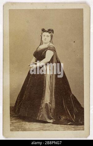 Ritratto di Marie Sasse, (conosciuto fino al 1866 Marie Sax, moglie di Caston Said Castelmary), (1838-1907), (cantante d'opera) Ritratto de Marie Sasse, (dite jusqu'en 1866 Marie Sax, épiuse de MR Caston, dit Castelmary), (1838-1907), canteuse lyrique. Carte de visite (recto). Photographie d'André Didéri (1819-1889). Tirage sur papier albuminé, 1860-1890. Parigi, musée Carnavalet. Foto Stock