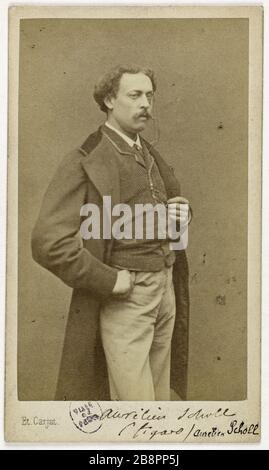 Ritratto di Aurelien Scholl (1833-1902), (scrittore, pubblicista) Carjat & Cie. Ritratto d'Aurélien Scholl, (1833-1902), écrivain, pubbliciste. Carte de visite (recto). Tirage sur papier albuminé, 1860-1890. Parigi, musée Carnavalet. Foto Stock