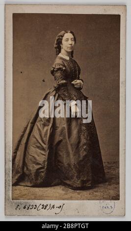 Ritratto di Pauline Viardot (Pauline Garcia, 1821-1910), mezzosoprano e compositore. Portrait de Pauline Viardot (1821-1910), mezzosoprano et compositrice. Carte de visite (recto). Photographie de Pierre Petit et Trinquart. Tirage sur papier albuminé, 1860-1890. Parigi, musée Carnavalet. Foto Stock