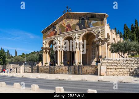 La Chiesa di tutte le nazioni sul Monte degli Ulivi, Gerusalemme, Israele, Medio Oriente. Foto Stock