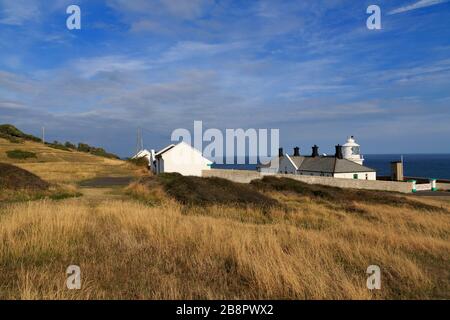 Incudine Point Lighthouse, Durlston Country Park, Swanage Town, Isle of Purbeck, Dorset, England, Regno Unito Foto Stock
