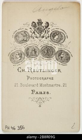 Ritratto di Angelo, Maria Anna, (1847-), (attrice) Charles Reutlinger. Ritratto di Marie-Anne d'Angelo (née en 1847), attrice. Carte de visite (verso). Tirage sur papier albuminé. 1870-1890. Parigi, musée Carnavalet. Foto Stock