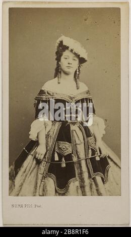 Ritratto di Bellamy, Maria (1835-), (attrice) Numa Fils. Ritratto di Bellamy, Maria, (1835-), (attrice). Carte de visite (recto). Tirage sur papier albuminé. 1870-1890. Parigi, musée Carnavalet. Foto Stock