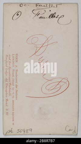 Ritratto di Octave Feuillet, (1821-1890), (romanziere, drammaturgo) Disdéri. Ritratto d'Octave Feuillet (1821-1890), romancier, auteur drammatique. Carte de visite (verso). Tirage sur papier albuminé. 1870-1890. Parigi, musée Carnavalet. Foto Stock