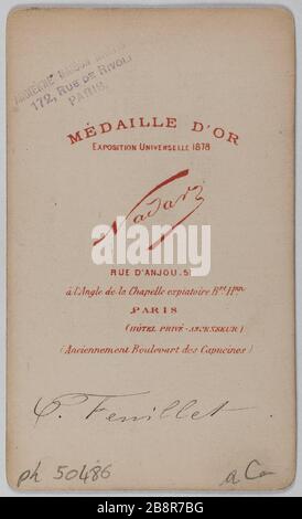 Ritratto di Octave Feuillet, (1821-1890), (romanziere, drammaturgo) Nadar (Atelier). Ritratto d'Octave Feuillet (1821-1890), romancier, auteur drammatique. Carte de visite (verso). Tirage sur papier albuminé. 1870-1890. Parigi, musée Carnavalet. Foto Stock