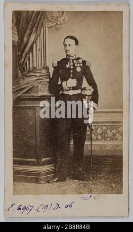 Ritratto di Maria Francois Leopoldo II (1836-1894), Ritratto di Maria Léopold François II (1836-1894), Roi de Naples et des deux Siciles. Photographie de John Clarck. Carte de visite (recto). Tirage sur papier albuminé. Avant 1894-1894. Parigi, musée Carnavalet. Foto Stock