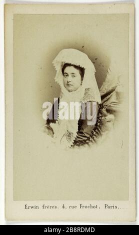 Ritratto di Leonide Leblanc, (1842-1894), (attrice) Ritratto di Léonide Leblanc (1842-1894), attrice. Carte de visite. Entre 1860 e 1890. Photographie d'Erwin frères. Parigi, musée Carnavalet. Foto Stock