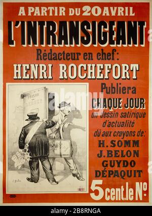 L'INTRANSIGEANT, EDITORE: HENRI ROCHEFORT José Belon (1861-1927). Imprimerie Paul Dupont. 'L'Intransigeant', rédacteur en chef : Henri Rochefort. Affiche. Lithographie couleur. Parigi, musée Carnavalet. Foto Stock